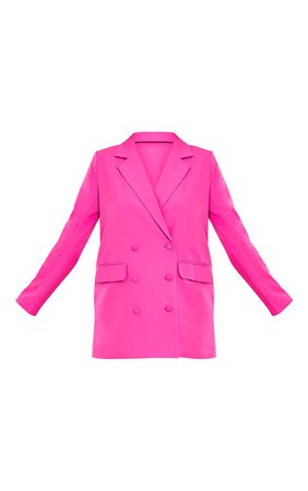 Pink Oversized Button-Down Woven Blazer | PrettyLittleThing USA