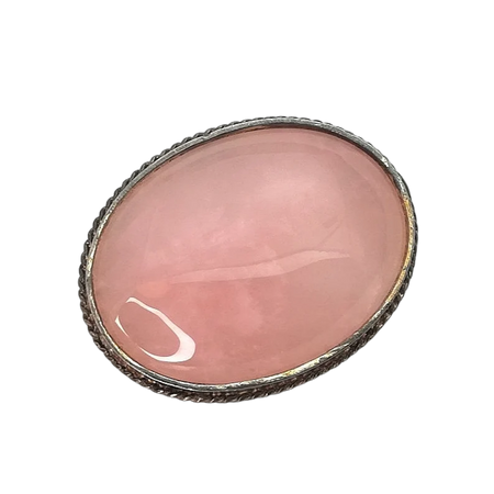 Large Vintage Oval Brooch with Bezel Set Pink Stone Something Old for Bride Pink Themed Wedding Jewellery