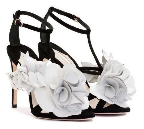 black and White flower shoes