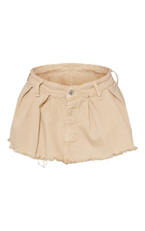 Sand Denim Micro Mini Pleated Skirt | Denim | PrettyLittleThing USA