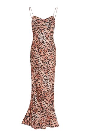 Mimi Tiger-Print Silk-Satin Slip Dress by Saloni | Moda Operandi