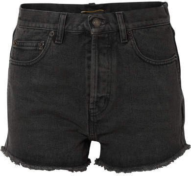 Frayed Denim Shorts - Charcoal
