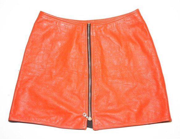 ORANGE LEATHER skirt with zipper / leather / fetish / club kid | Etsy