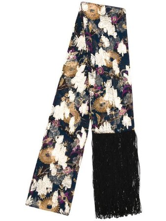 Dundas fringed lurex floral scarf