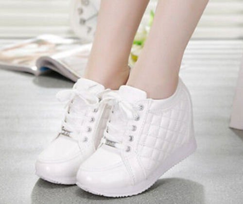 white heeled sneakers