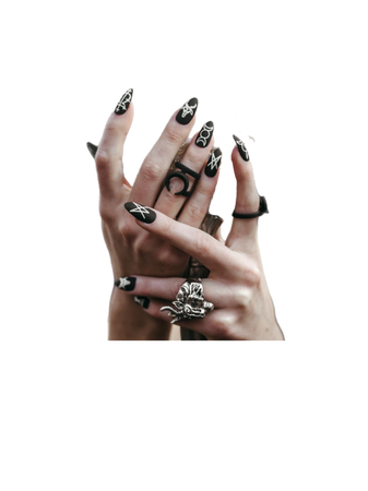 witch black white manicure