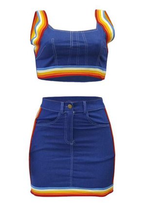 Rainbow Striped Denim Skirt Set – S&E Retail Expo