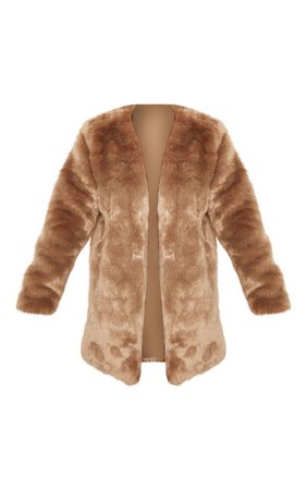 Brown Midi Faux Fur Coat | Coats & Jackets | PrettyLittleThing USA