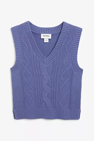 Cable knit vest - Purple - Knitted tops - Monki WW