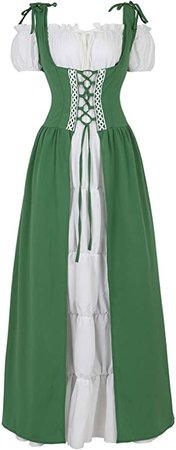 Amazon.com: Renaissance Costume Women Medieval Chemise Dress Peasant Tops Irish Under Dress Dark Green-L: Clothing