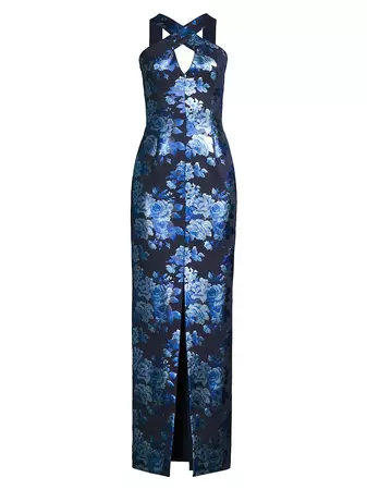 Shop Black Halo Charlene Metallic Floral Gown | Saks Fifth Avenue