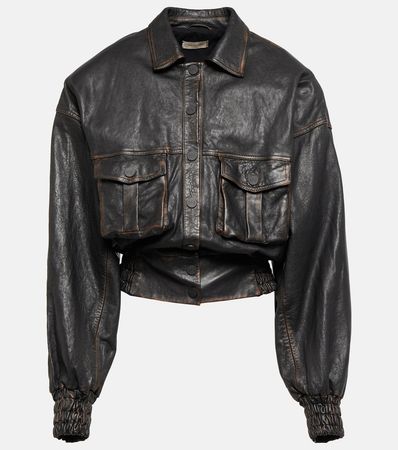 Nice Leather Bomber Jacket in Black - The Mannei | Mytheresa