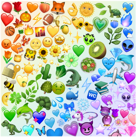 rainbow of emoji stickers pack