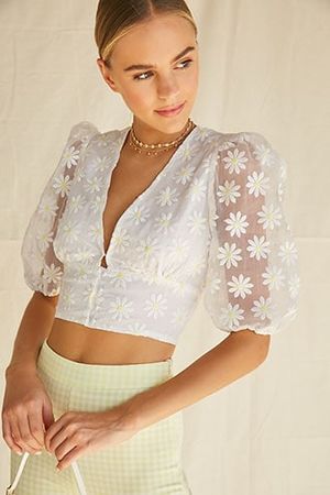 Embroidered Daisy Print Top | Forever 21