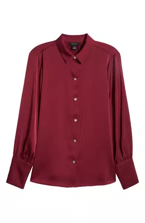Halogen® Button-Up Shirt silk | Nordstrom