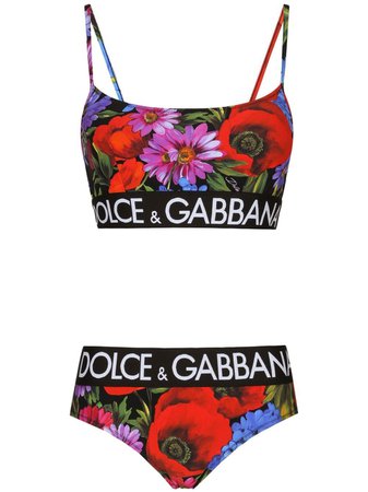Dolce & Gabbana floral-print logo-trim Bikini - Farfetch