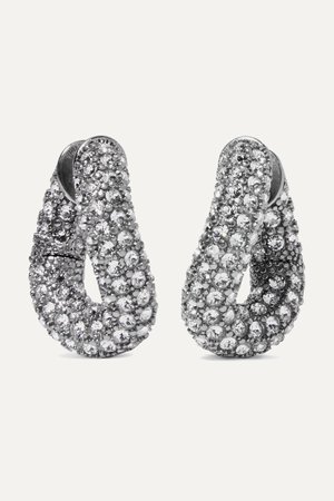 Silver Silver-tone crystal hoop earrings | Balenciaga | NET-A-PORTER