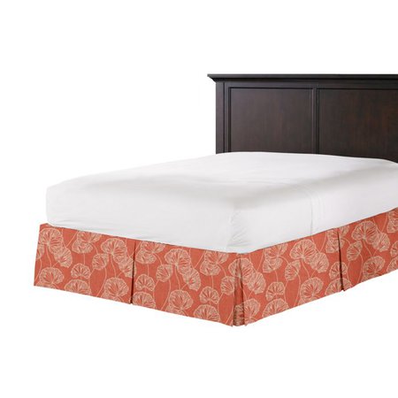 Coral Red Fan Leaf Bed Skirt with Pleats | Loom Decor