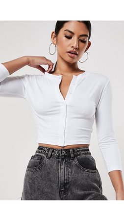white button front crop top