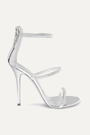 Silver Harmony crystal-embellished mirrored-leather sandals | Giuseppe Zanotti | NET-A-PORTER