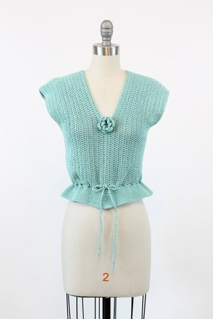 30s Crochet Top XS / 1930s Vintage Peplum Blouse / Summer | Etsy
