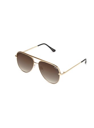 QUAY AUSTRALIA Sahara Matte Gold/Taupe Aviator Sunglasses - Holiday Shop - Clothing - Miss Selfridge
