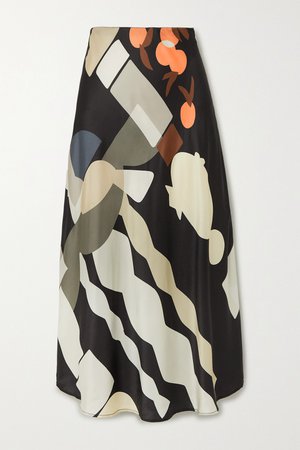 Black Eastvale printed satin midi skirt | MUNTHE | NET-A-PORTER