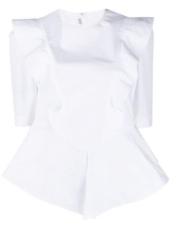 Stella Mccartney Asymmetric Ruffled Blouse 599865SMA90 White | Farfetch