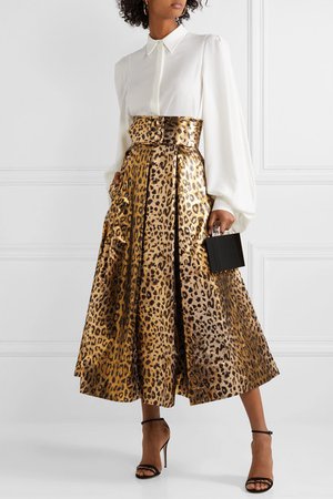 Sara Battaglia | Metallic leopard-print jacquard midi skirt | NET-A-PORTER.COM