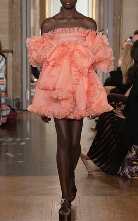 Off-The-Shoulder Ruffled Chiffon Mini Dress by Giambattista Valli | Moda Operandi