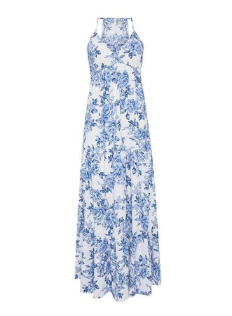 Blue Floral Print China Trapeze Maxi Dress | Miss Selfridge
