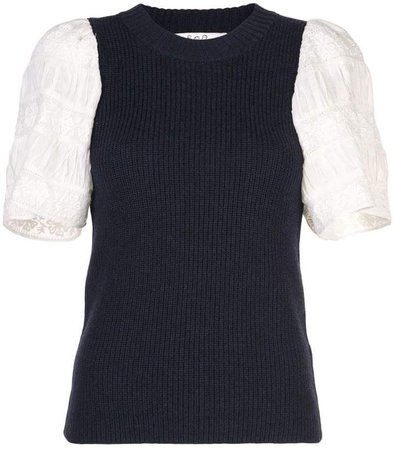 contrasting sleeve knitted top