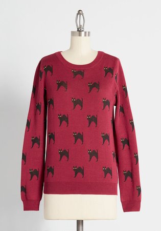 ModCloth Meow or Never Pullover Sweater in Purple-Pink | ModCloth