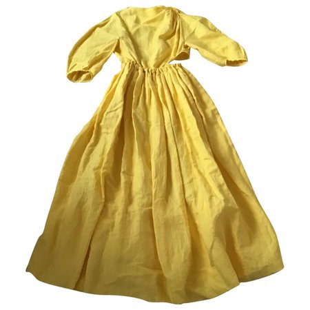 Linen maxi dress Céline Yellow size 38 FR in Linen - 7043015