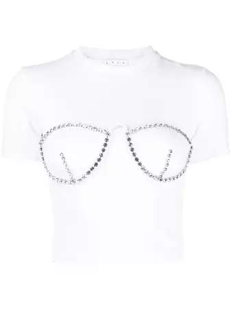 AREA crystal-embellished Cropped T-shirt - Farfetch