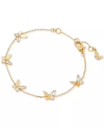 kate spade new york Gold-Tone Crystal Social Butterfly Station Bracelet & Reviews - Bracelets - Jewelry & Watches - Macy's