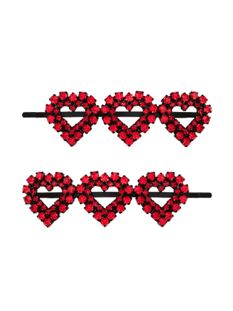 Ashley Williams heart crystal hair pins wit