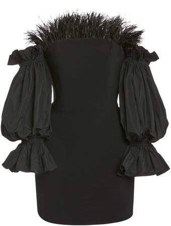 Christian Siriano Feather-Embellished Crepe Dress