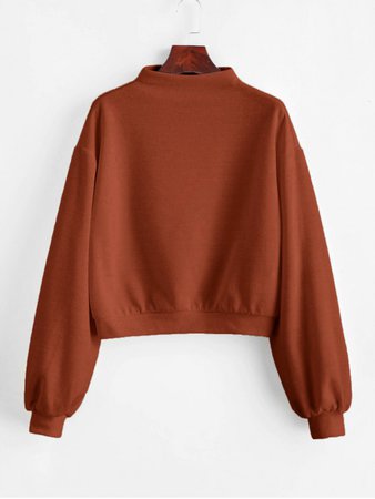 [50% OFF] 2020 ZAFUL Pullover Mock Neck Plain Sweatshirt In LIGHT BROWN | ZAFUL