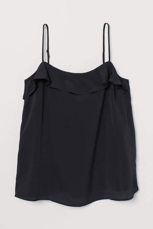 Camisole Top with Flounce - Black