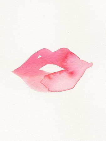Pink Watercolor Kiss Mark