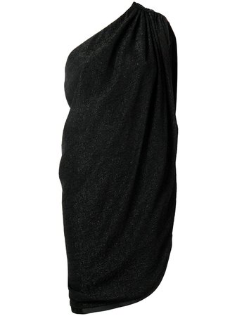 Saint Laurent, Glittered One Shoulder Sleeveless Dress