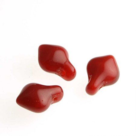 Glass Bead Puffy Spade Petal Drops - Red Opal (Pack)-BeadFX
