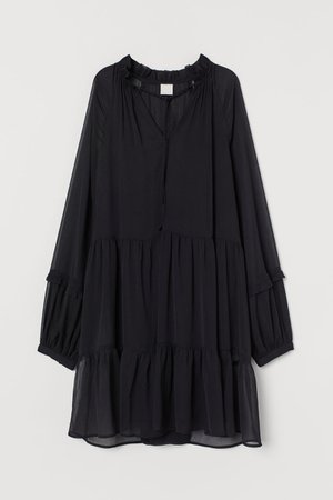 H&M - Wide-cut Chiffon Dress black