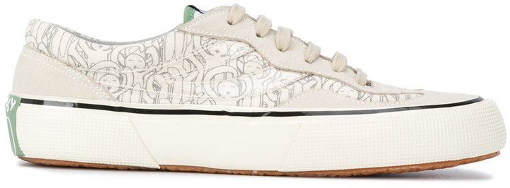Low-Top Suede Panelled Sneakers
