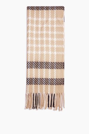 Camel Lightweight Scarf with Stitch Check | Topshop