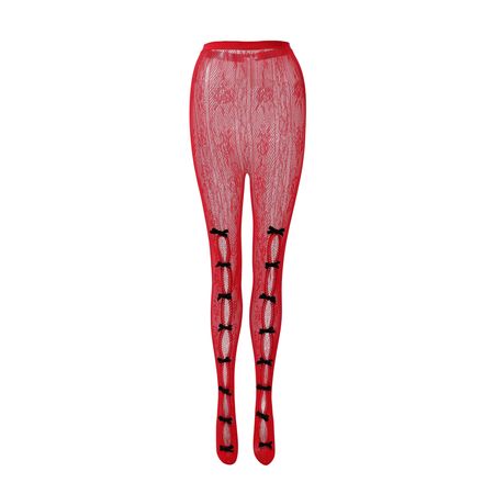 Black Bowknot Red Fishnet Stockings – Nodress