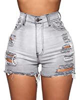 Govc Women Casual Summer Mid Waist Stretchy Denim Jean Shorts Junior Short Jeans(Light Blue,S) at Amazon Women’s Clothing store