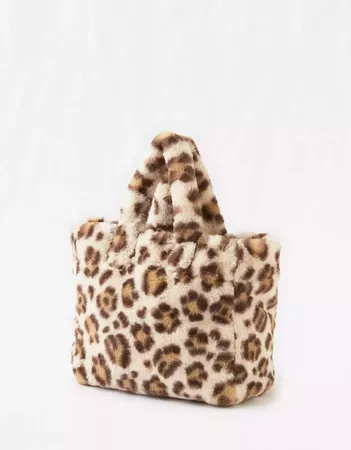 Aerie Fuzzy Leopard Mini Bag brown
