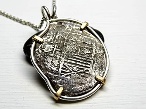 Amazon.com: shipwreck coin pendant, treasure coin necklace silver, Bolivia silver pirate cob coin, silver treasure coin pendant, big mens coin pendant: Handmade